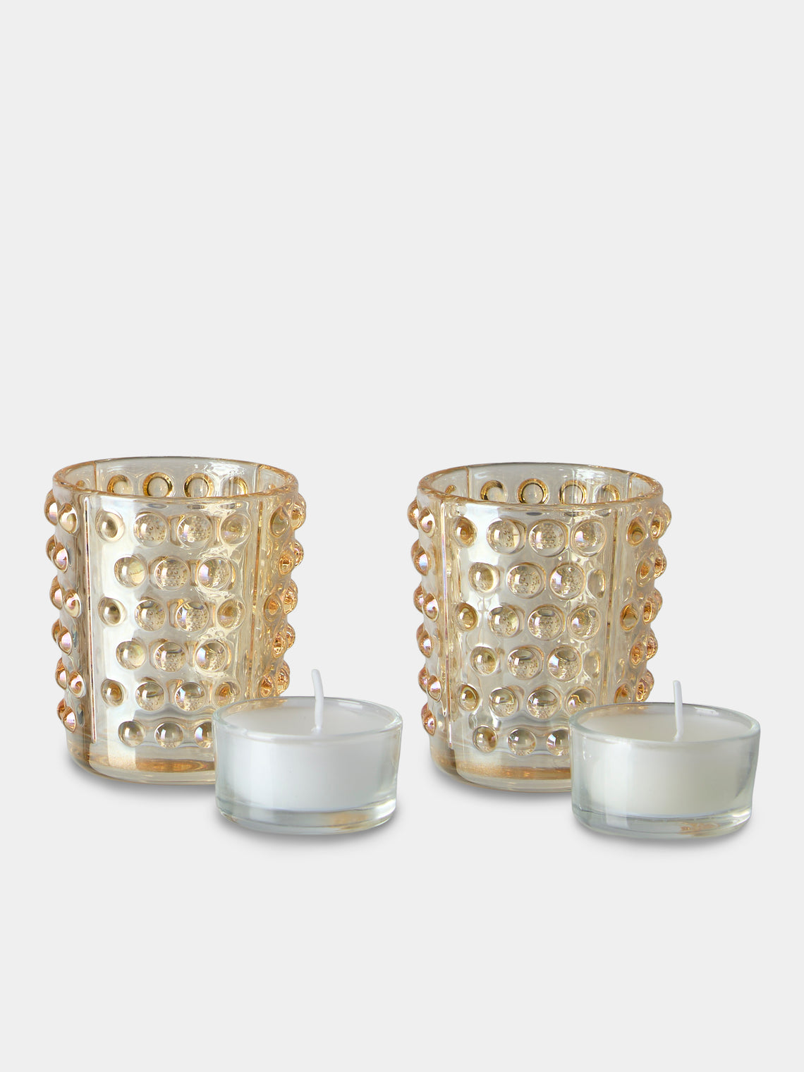 Lalique - | Set of 2 | Mossi Gold Luster Crystal Votives - Gold - ABASK - 