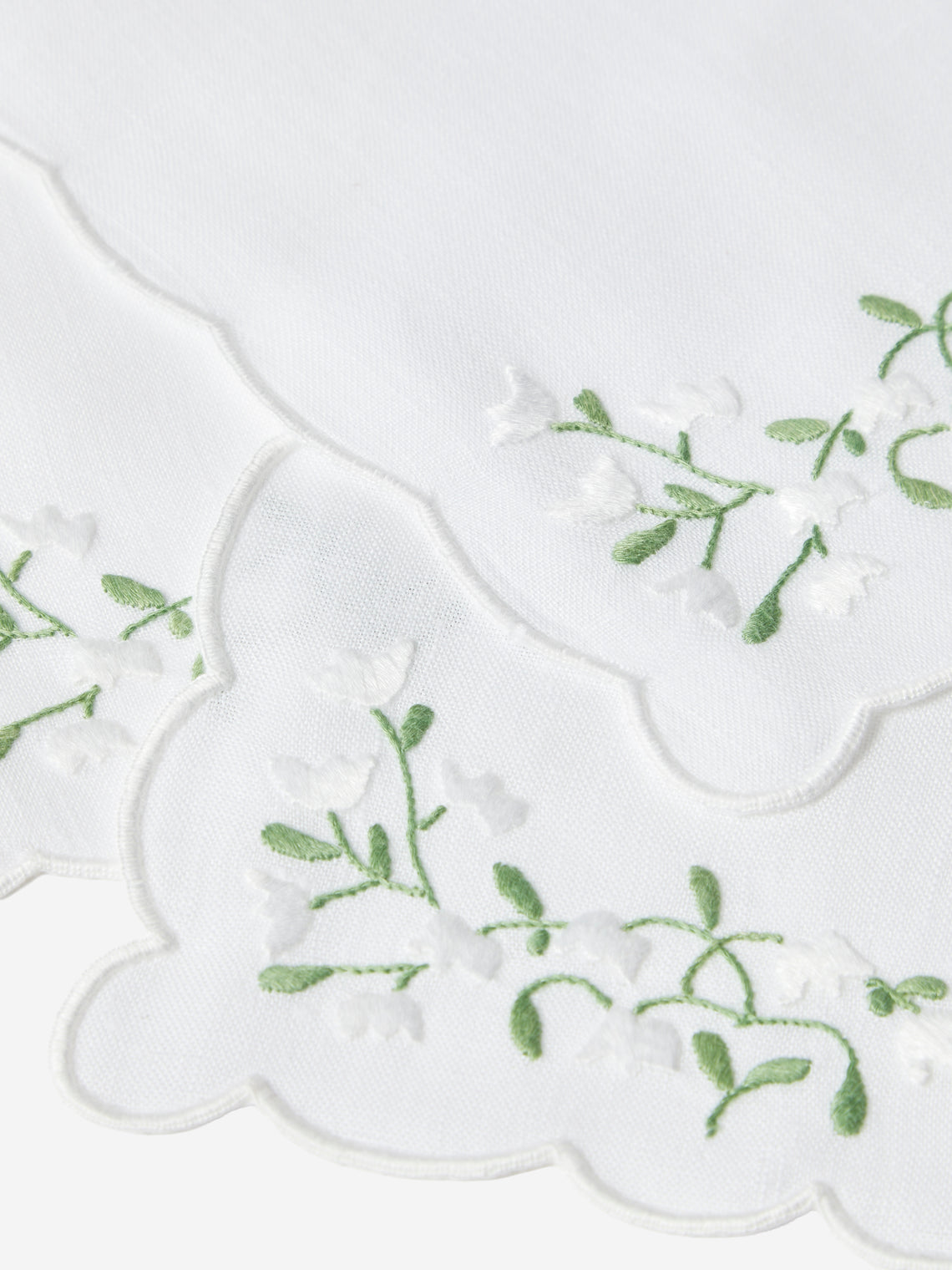 Taf Firenze - | Set of 6 | Ditsy Floral Hand-Embroidered Linen Cocktail Napkins - White - ABASK