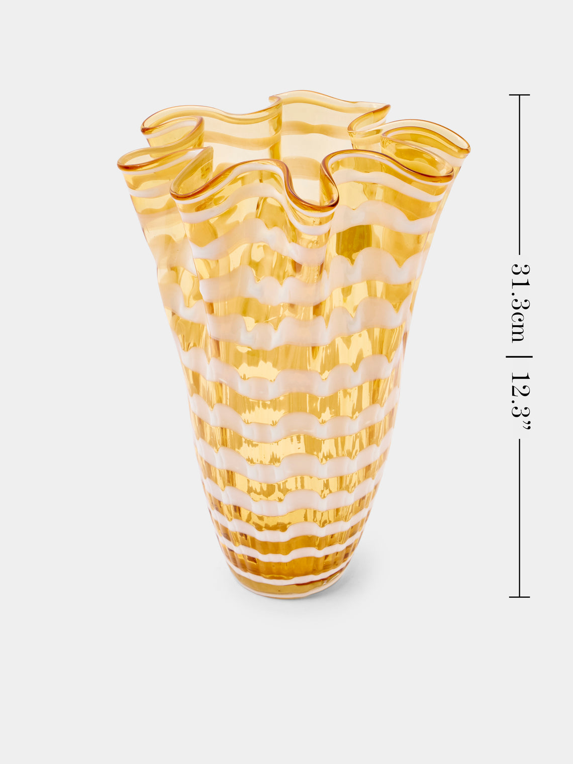 Antique and Vintage - 1980s A. Dal Borgo Murano Glass Vase (12.5in/31.5cm) - Yellow - ABASK