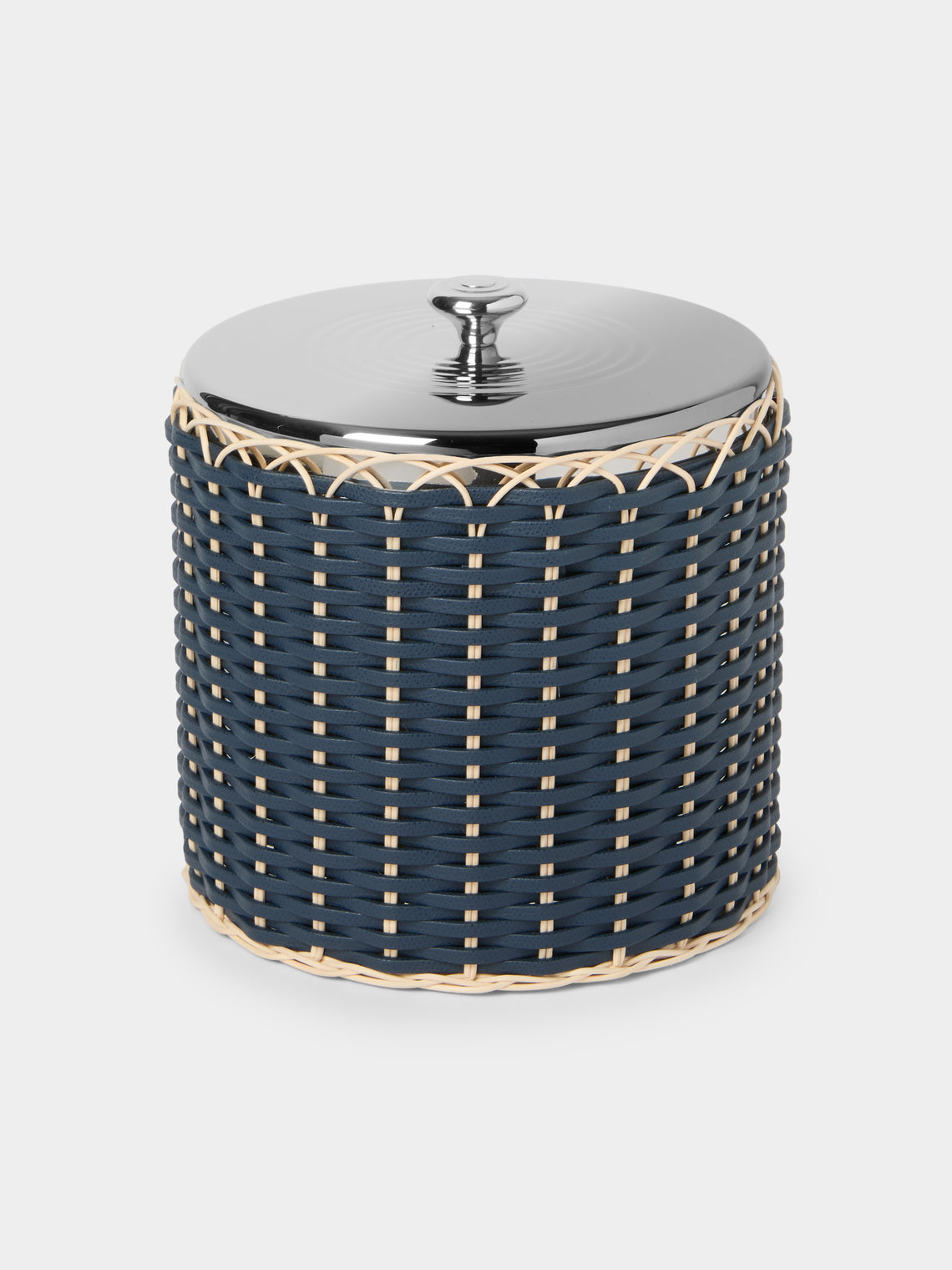Pigment France - Menton Leather and Rattan Large Ice Bucket - Blue - ABASK - 