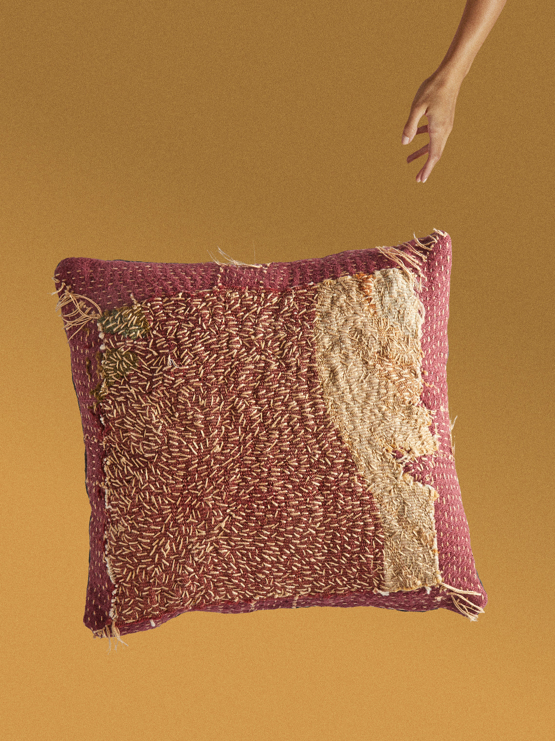 By Walid - 19th-Century Napoleon III Aubusson Tapestry Linen and Cotton Cushion (13in/33cm) - Multiple - ABASK