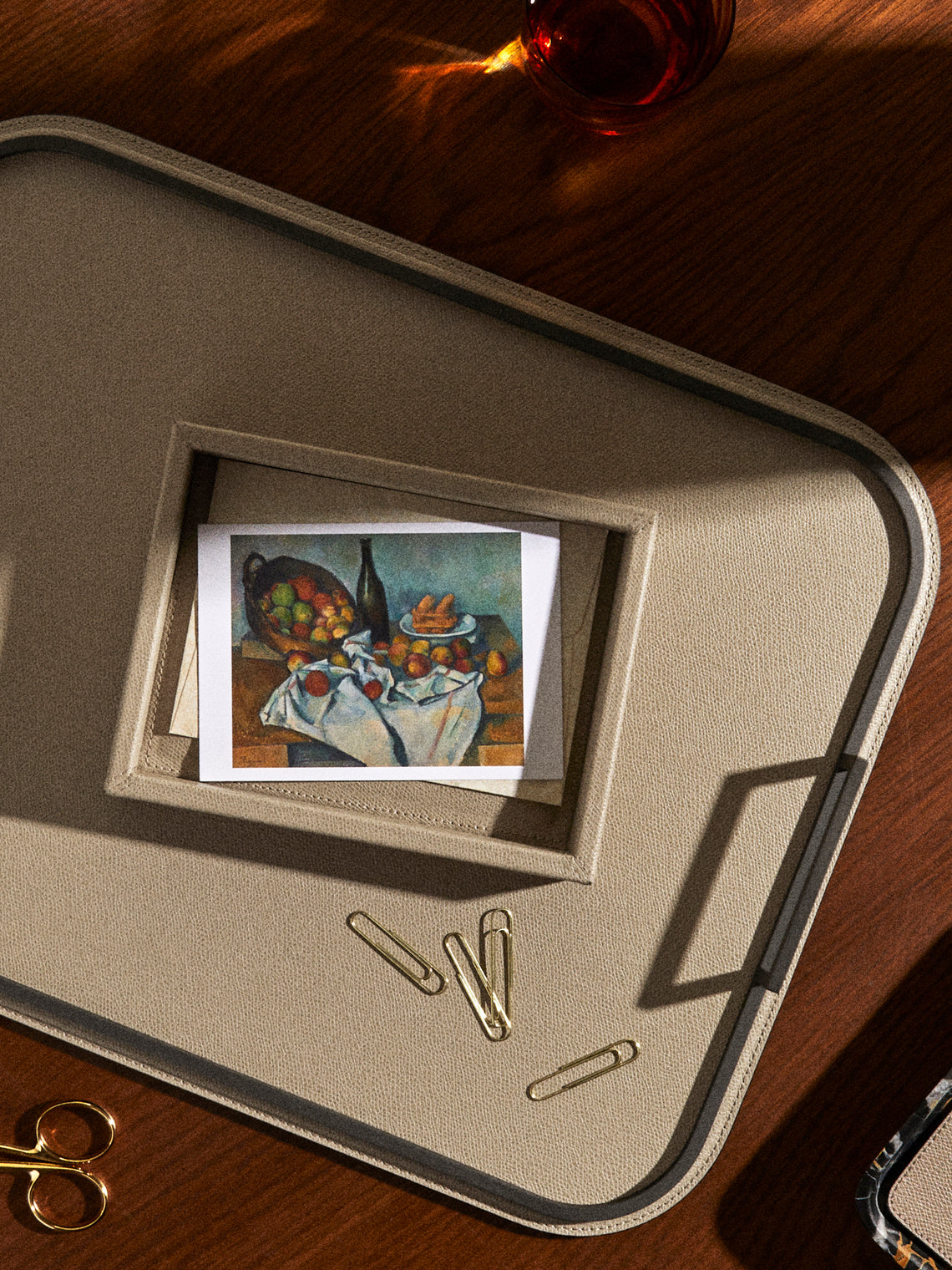 Giobagnara - Bellini Leather Tray (18.5in/46.5cm) - Beige - ABASK