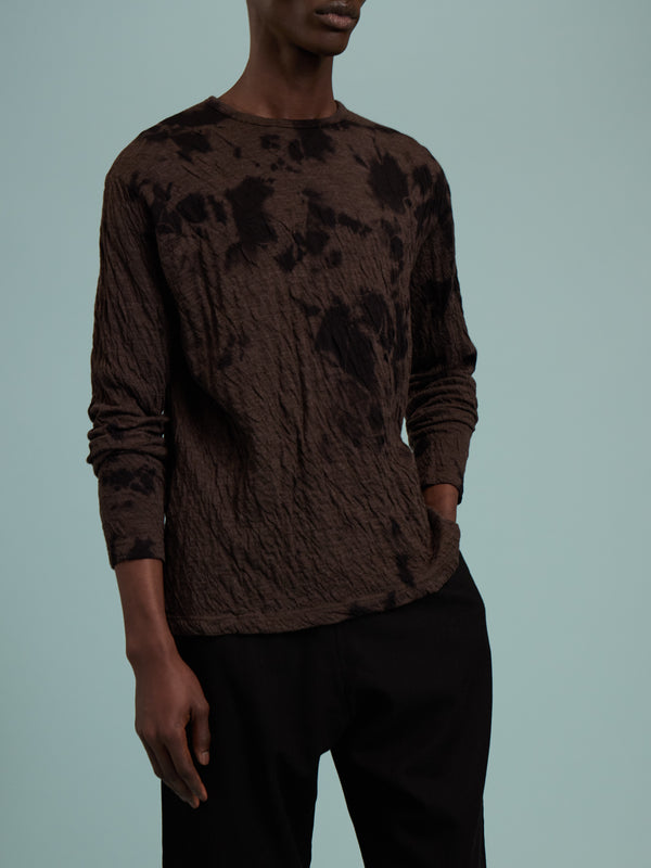 Suzusan - Shibori Wool-Blend Dual Layered Long-Sleeved T-Shirt | Size: M - Black - ABASK