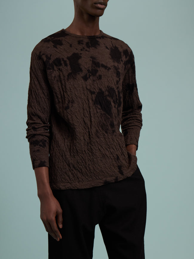 Suzusan - Shibori Wool-Blend Dual Layered Long-Sleeved T-Shirt | Size: M - Black - ABASK