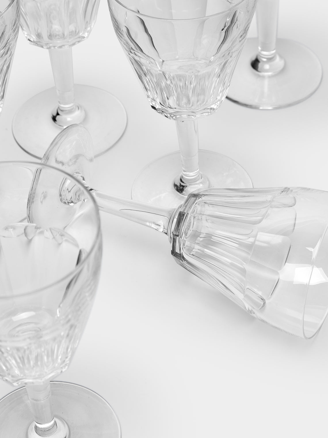 Antique and Vintage - 1950s Val Saint Lambert Cut Crystal Wine Goblets (Set of 10) -  - ABASK
