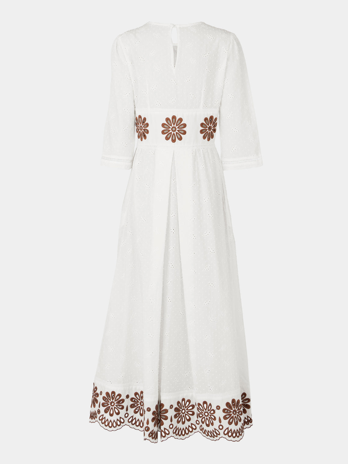 Loretta Caponi - Uva Embroidered Cotton Long Dress - White - ABASK