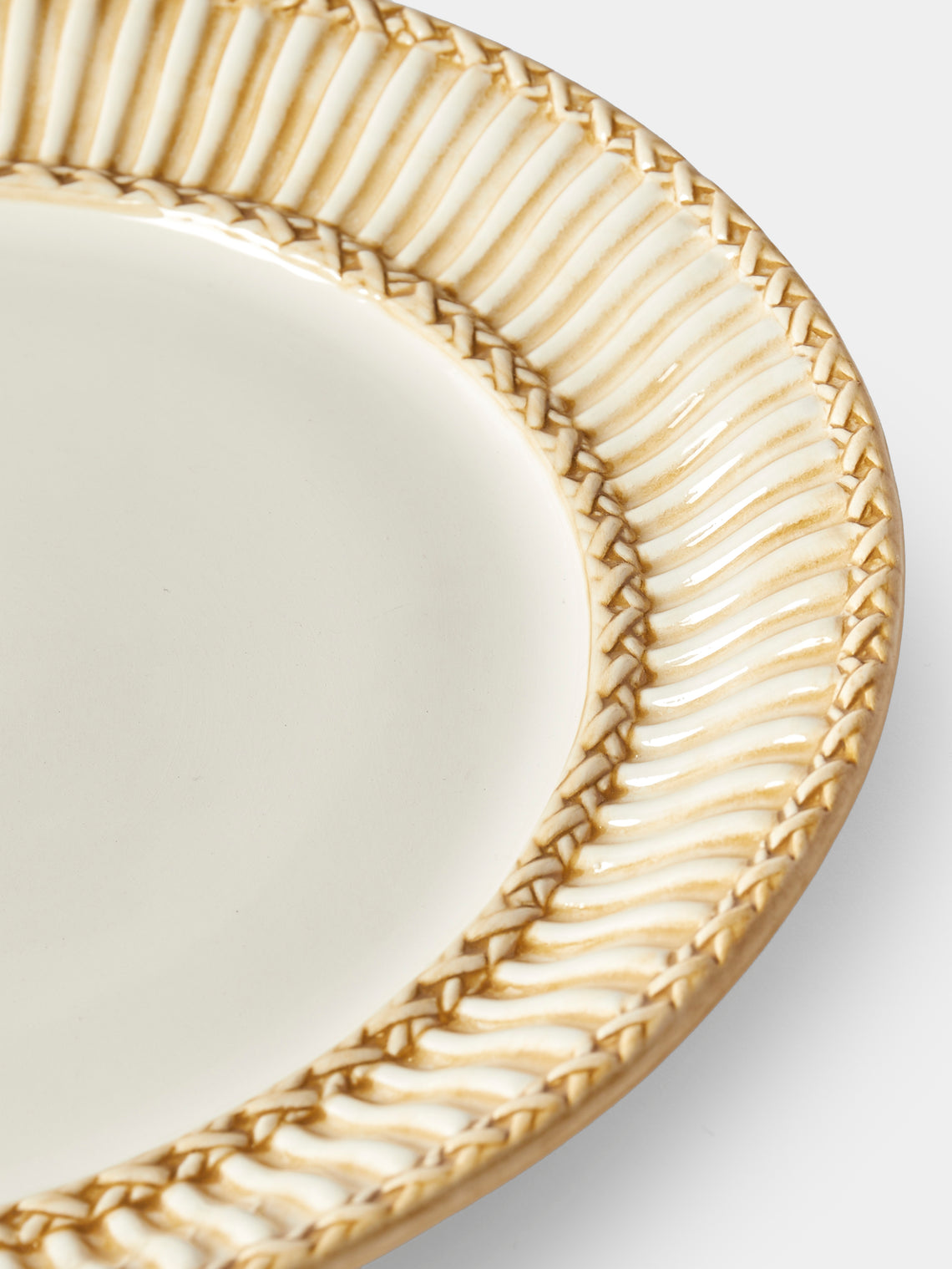 Tessalume Ceramiche - Wicker Hand-Painted Ceramic Dinner Plates (Set of 4) - White - ABASK