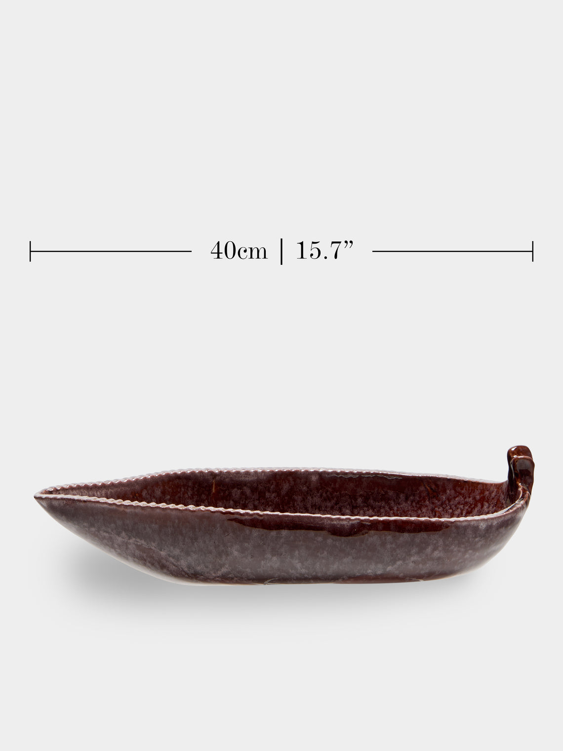 Antique and Vintage - Mid-Century Accolay Leaf Ceramic Bowl - Brown - ABASK