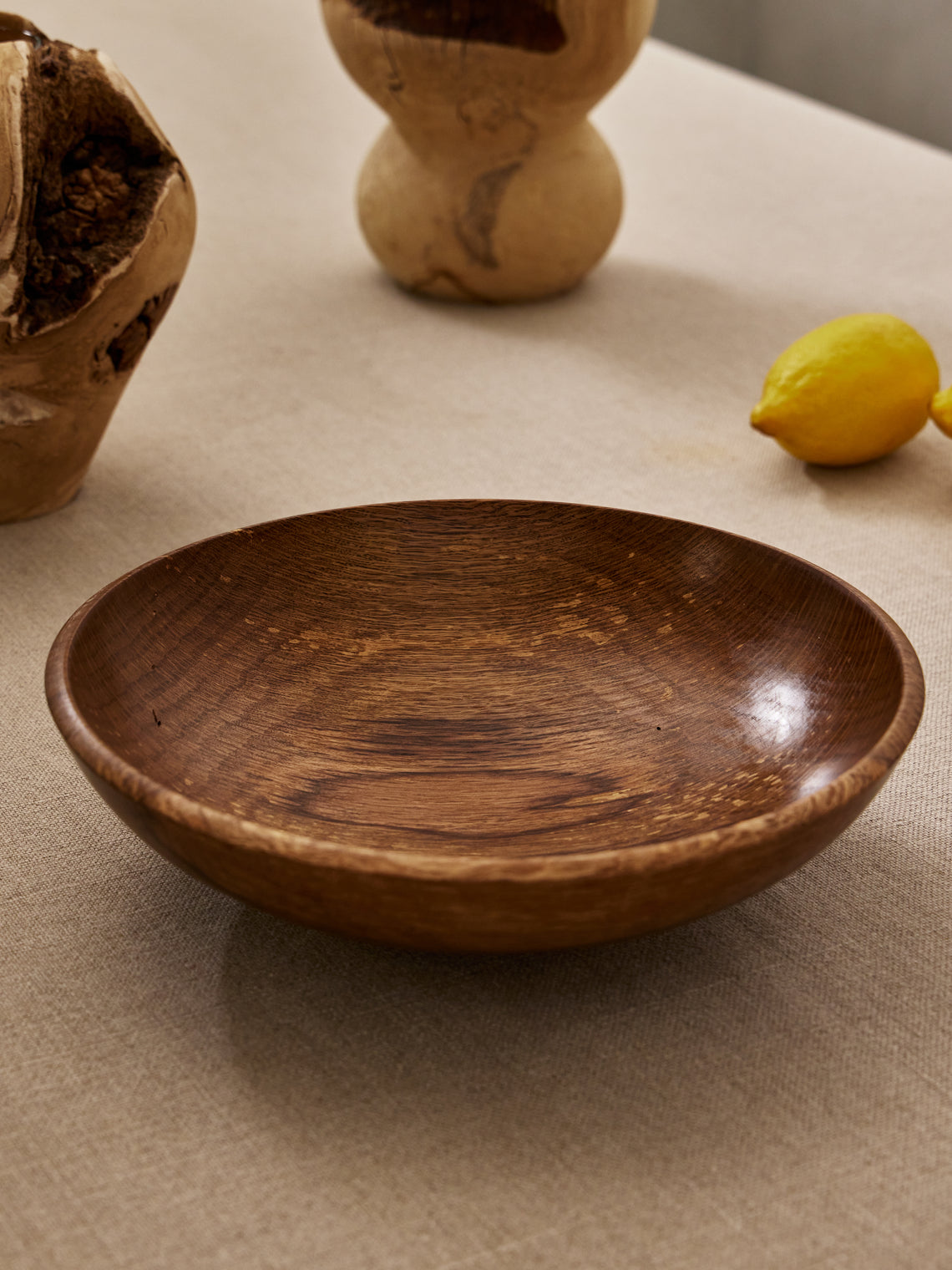 Thursday Furniture - Hand-Turned Oak Bowl - Brown - ABASK