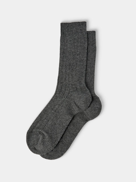 Maria La Rosa - Women's Ribbed Cashmere Socks | One Size - Gray - ABASK - 