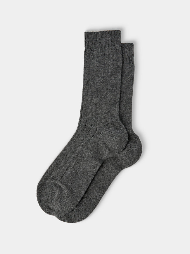 Maria La Rosa - Women's Ribbed Cashmere Socks | One Size - Gray - ABASK - 