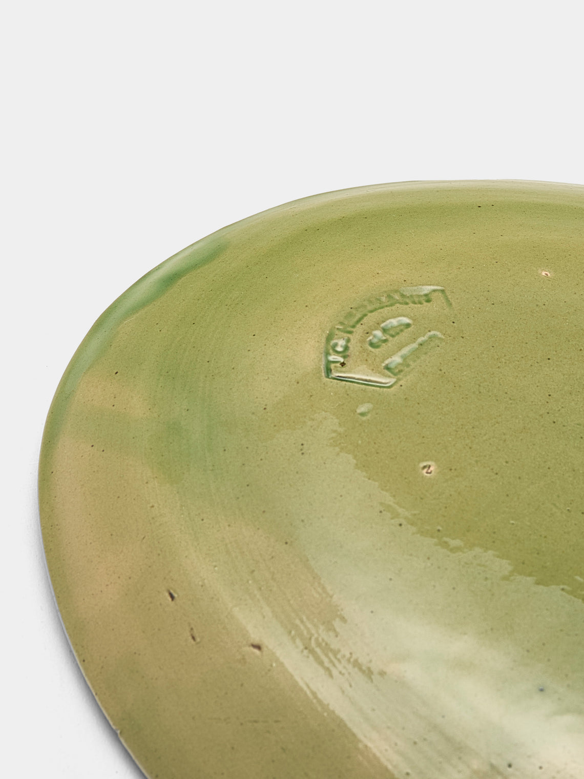 Poterie d’Évires - Rams Hand-Painted Ceramic Oval Platter - Green - ABASK