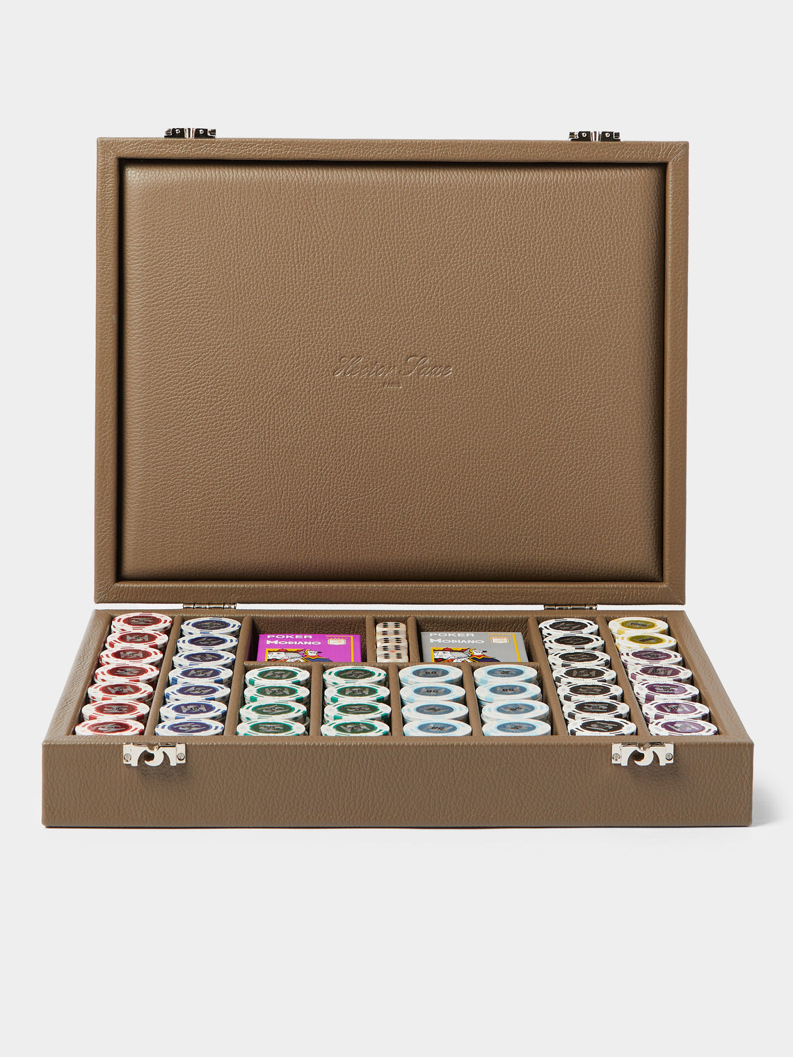 Hector Saxe - Leather Poker Set - Taupe - ABASK - 