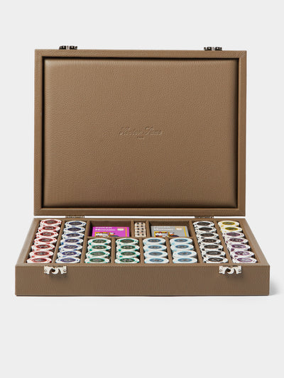 Hector Saxe - Leather Poker Set - Taupe - ABASK - 