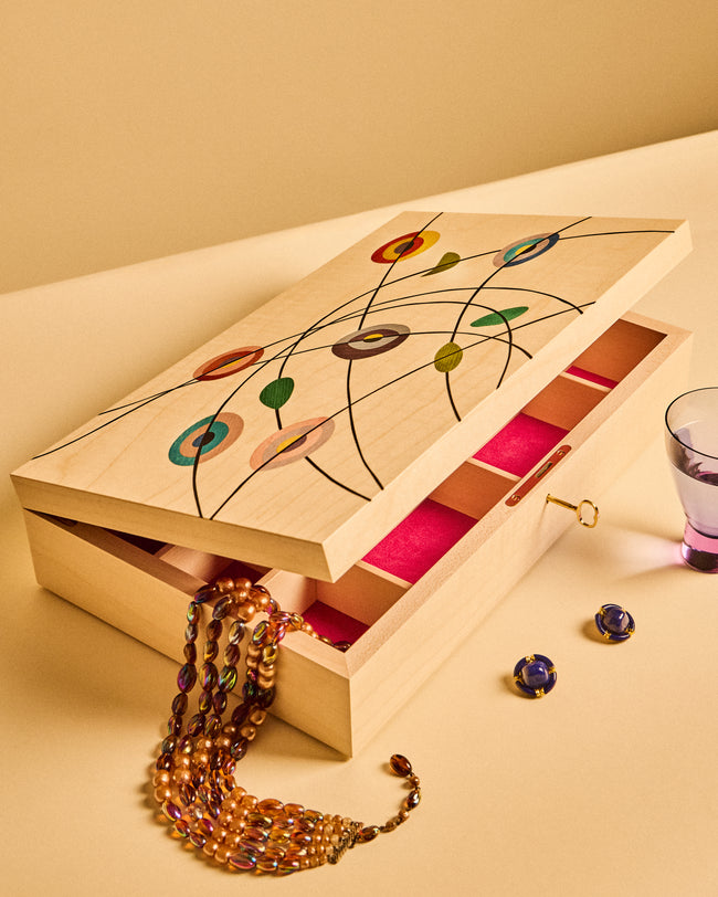 Kevin Stamper - Miro Wood Jewelry Box - Cream - ABASK