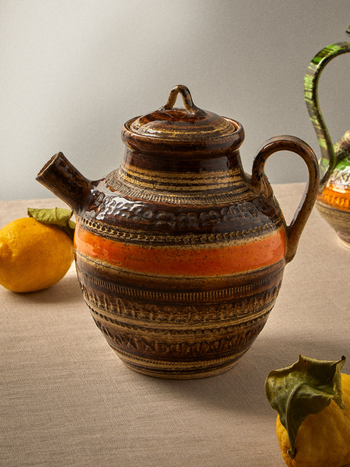 Antique and Vintage - 1970s Bitossi Ceramiche Sahara Ceramic Teapot - Brown - ABASK