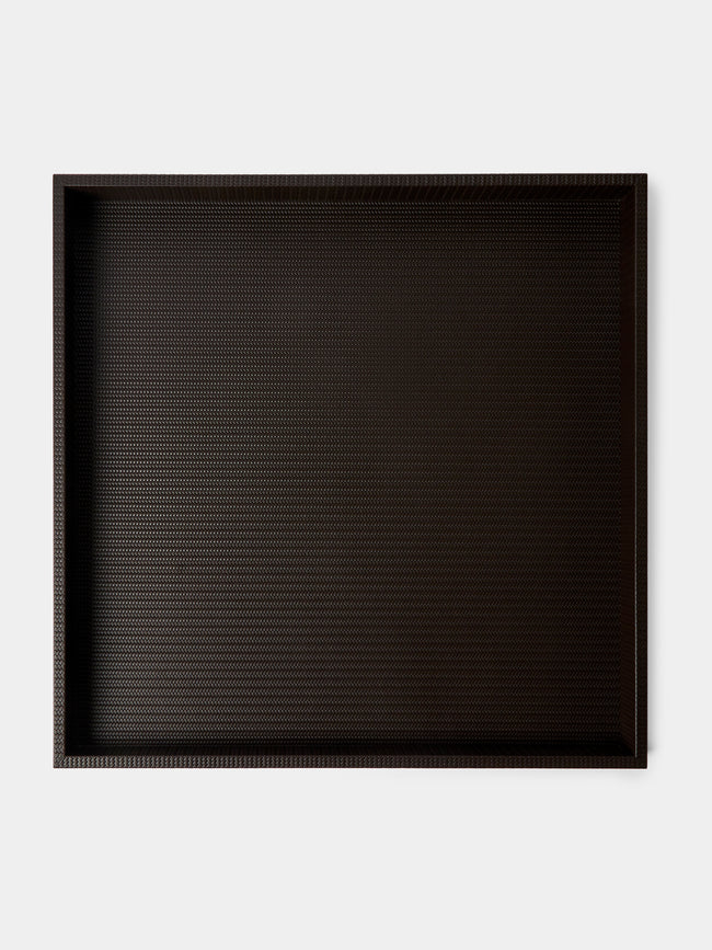 Pinetti - Maxi Leather Square Tray (23.5in/60cm) - Dark Brown - ABASK - 