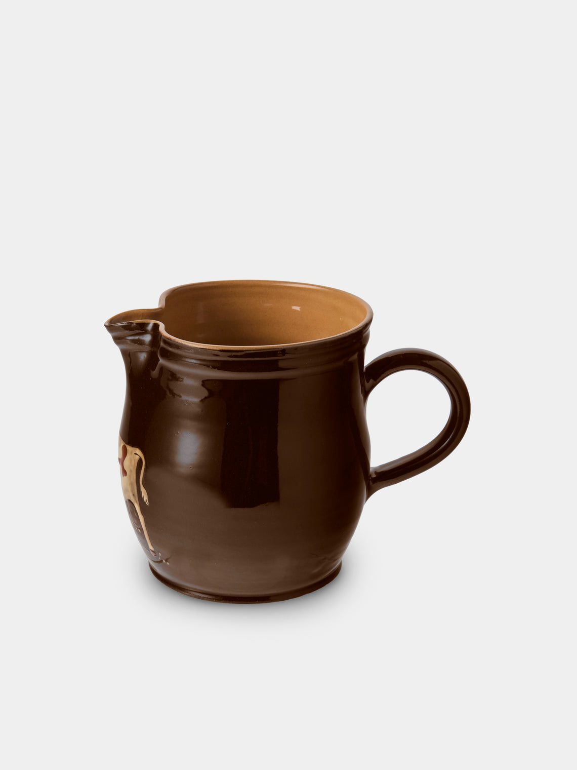 Poterie d’Évires - Cows Hand-Painted Ceramic Medium Jug - Dark Brown - ABASK