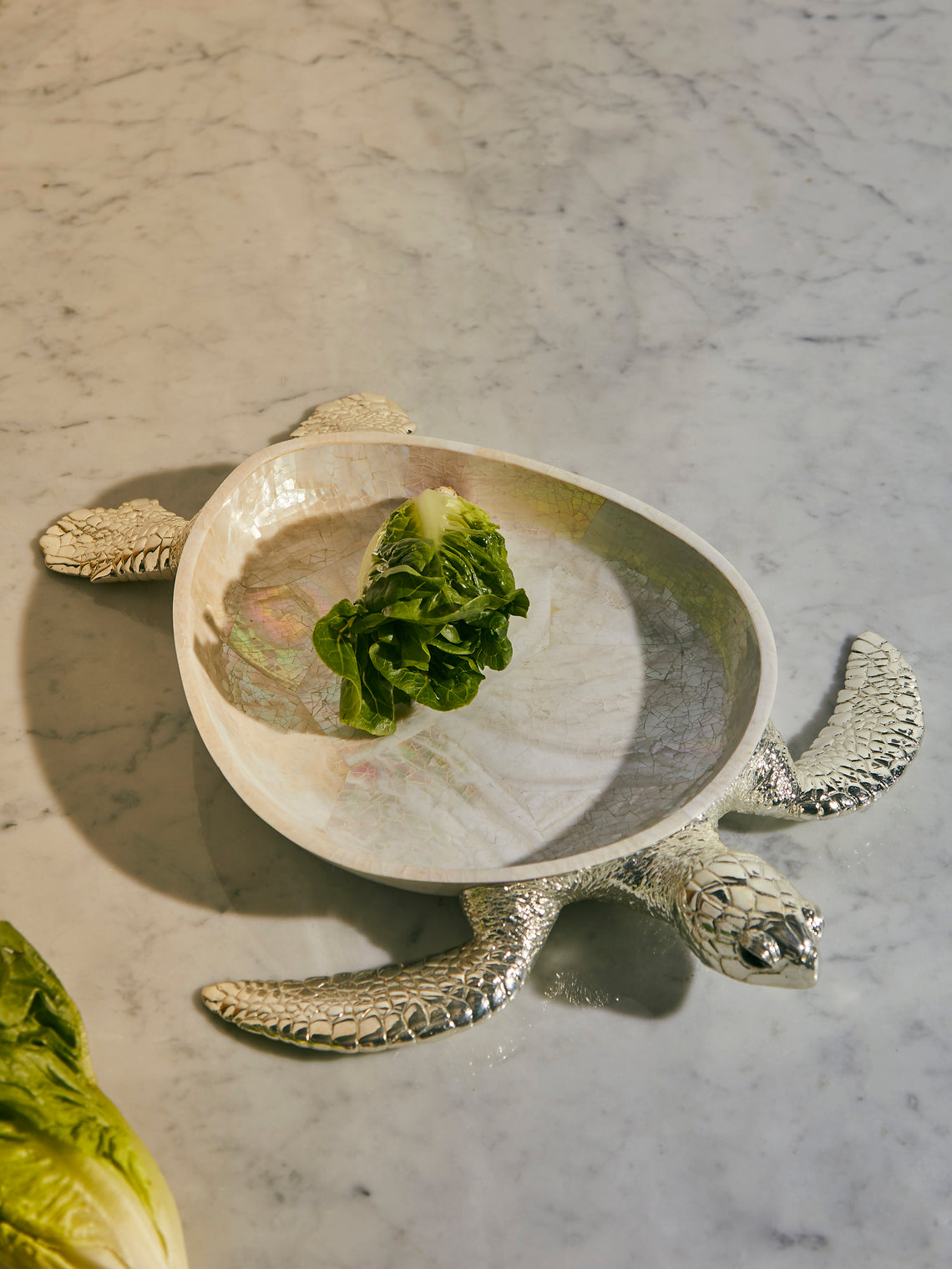 Objet Luxe - Turtle Silver-Plated and Mother-of-Pearl Tray (18.5in/47cm) - White - ABASK