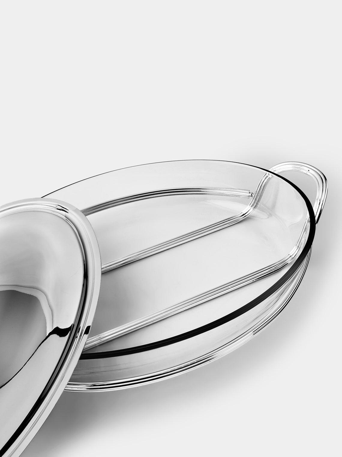 Greggio - Silver-Plated Pyrex Oval Lidded Dish - Silver - ABASK