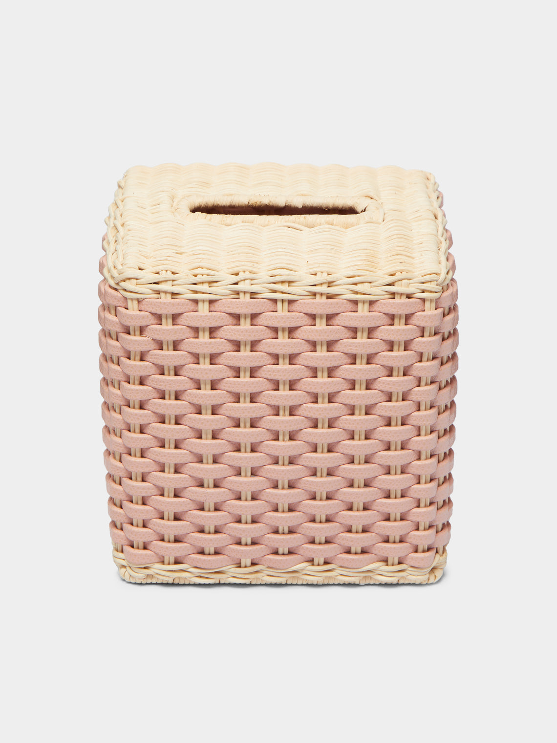 Giobagnara - Antibes Handwoven Leather and Rattan Tissue Box -  - ABASK - 
