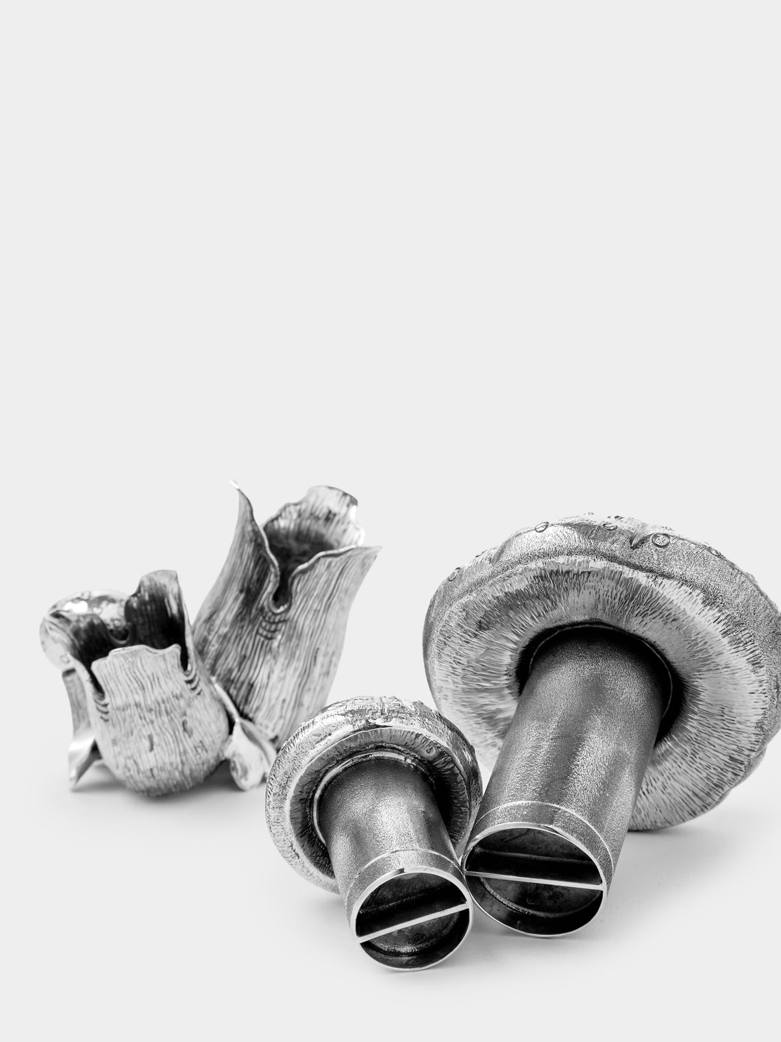 Milanese Silver - Mushroom Sterling Silver Large Salt and Pepper Shakers (Set of 2) - Silver - ABASK