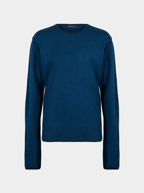 Denis Colomb - Fuzzy Brushed Cashmere Crew-Neck Sweater | Size: M - Blue - ABASK - 