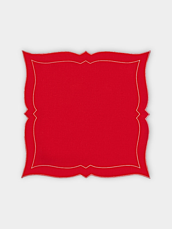 La Gallina Matta - Parentesi Linen Napkins (Set of 4) - Red - ABASK - 