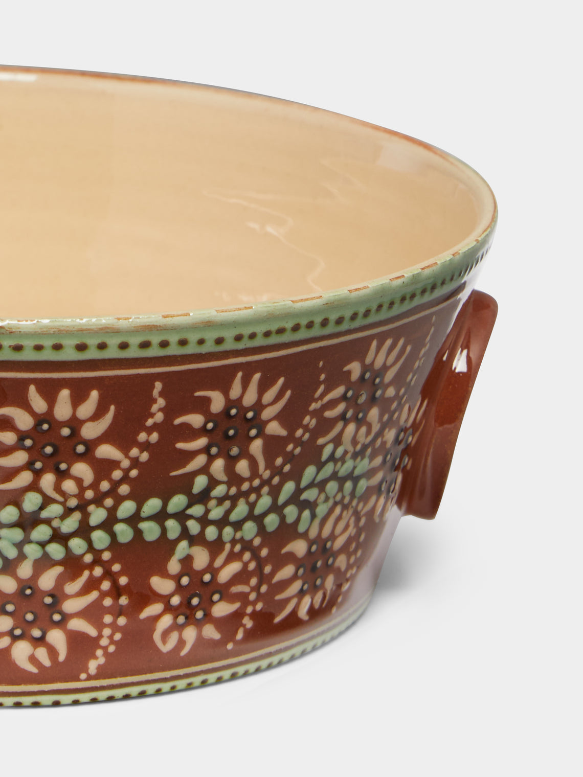 Poterie d’Évires - Flowers Hand-Painted Ceramic Handled Serving Bowl -  - ABASK