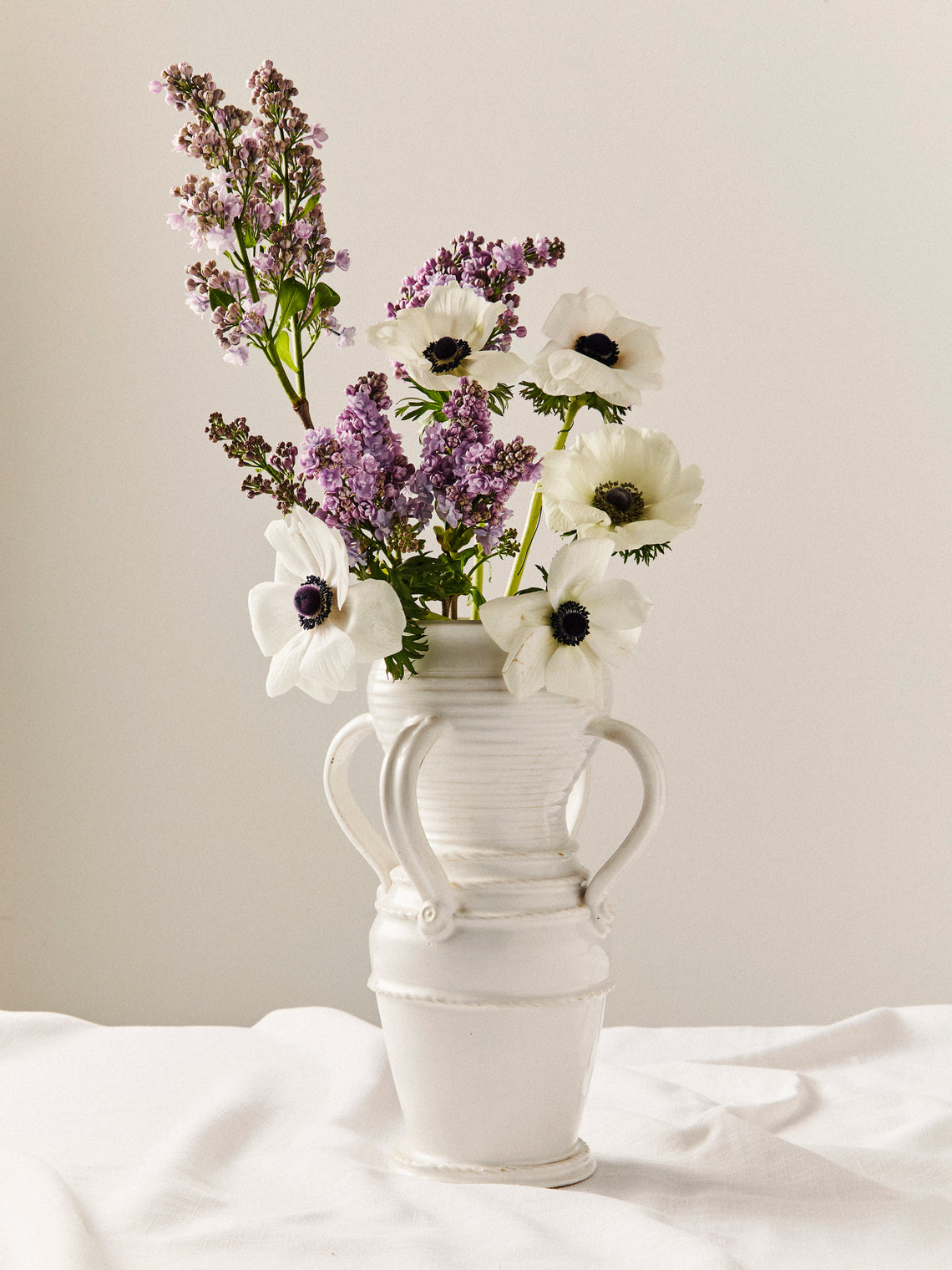 Antique and Vintage - 1940s Émile Tessier Ceramic Vase (12.5in/32cm) - White - ABASK