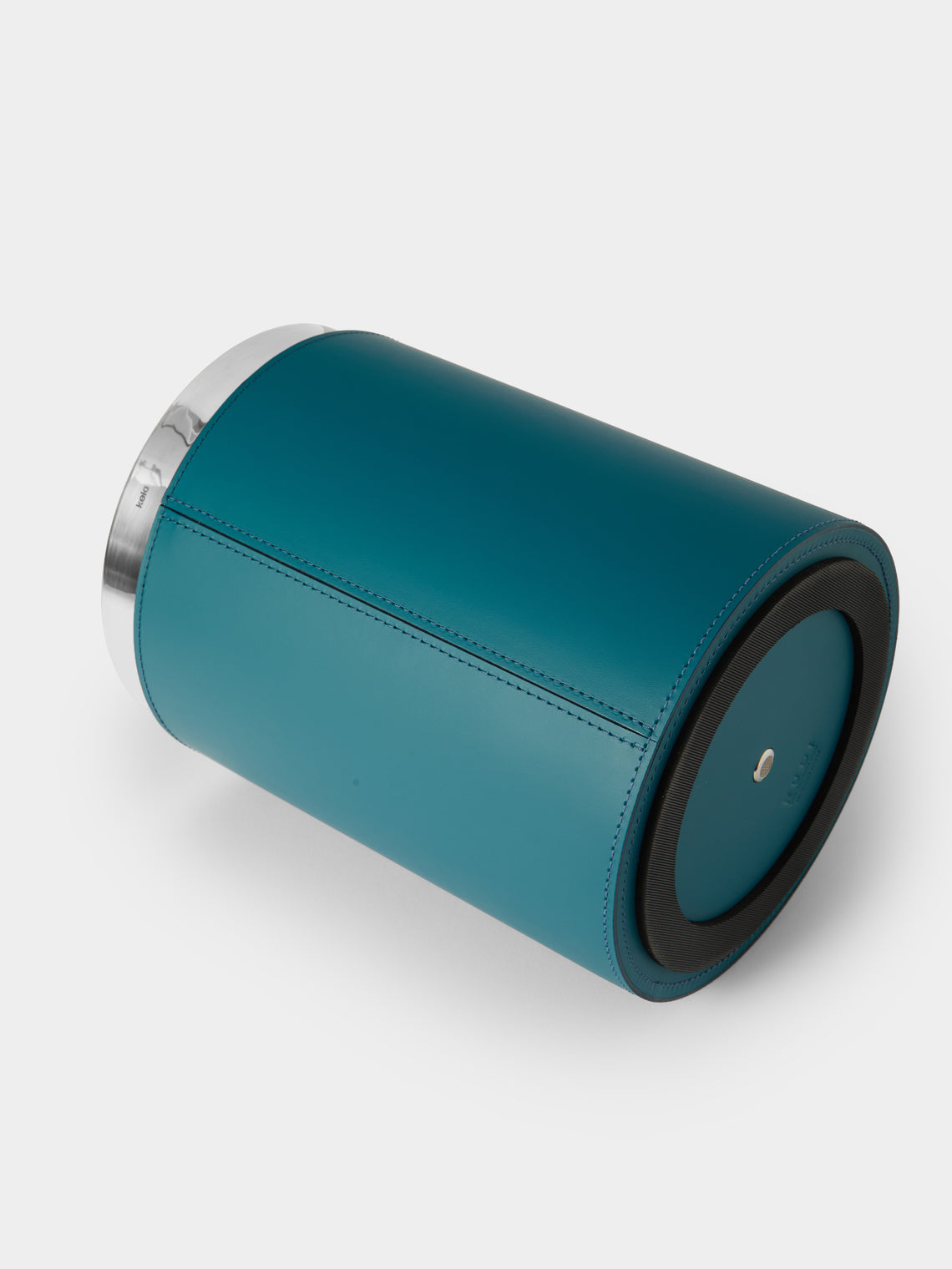 RUDI - Perry Leather Lidded Wastepaper Bin - Blue - ABASK