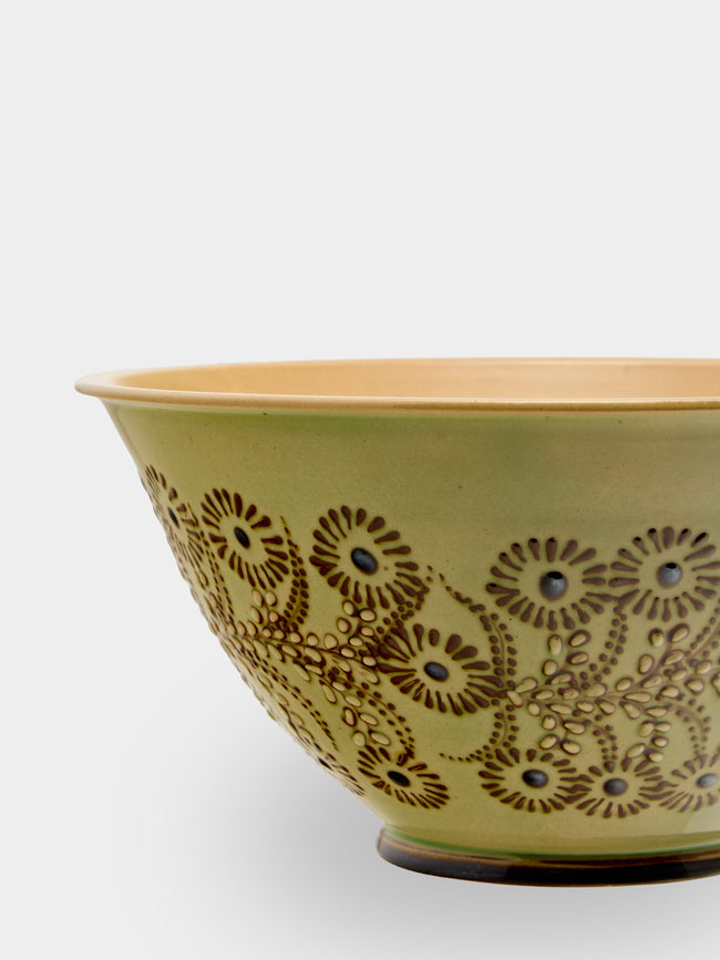 Poterie d’Évires - Flowers Hand-Painted Ceramic Petite Salad Bowl - Green - ABASK