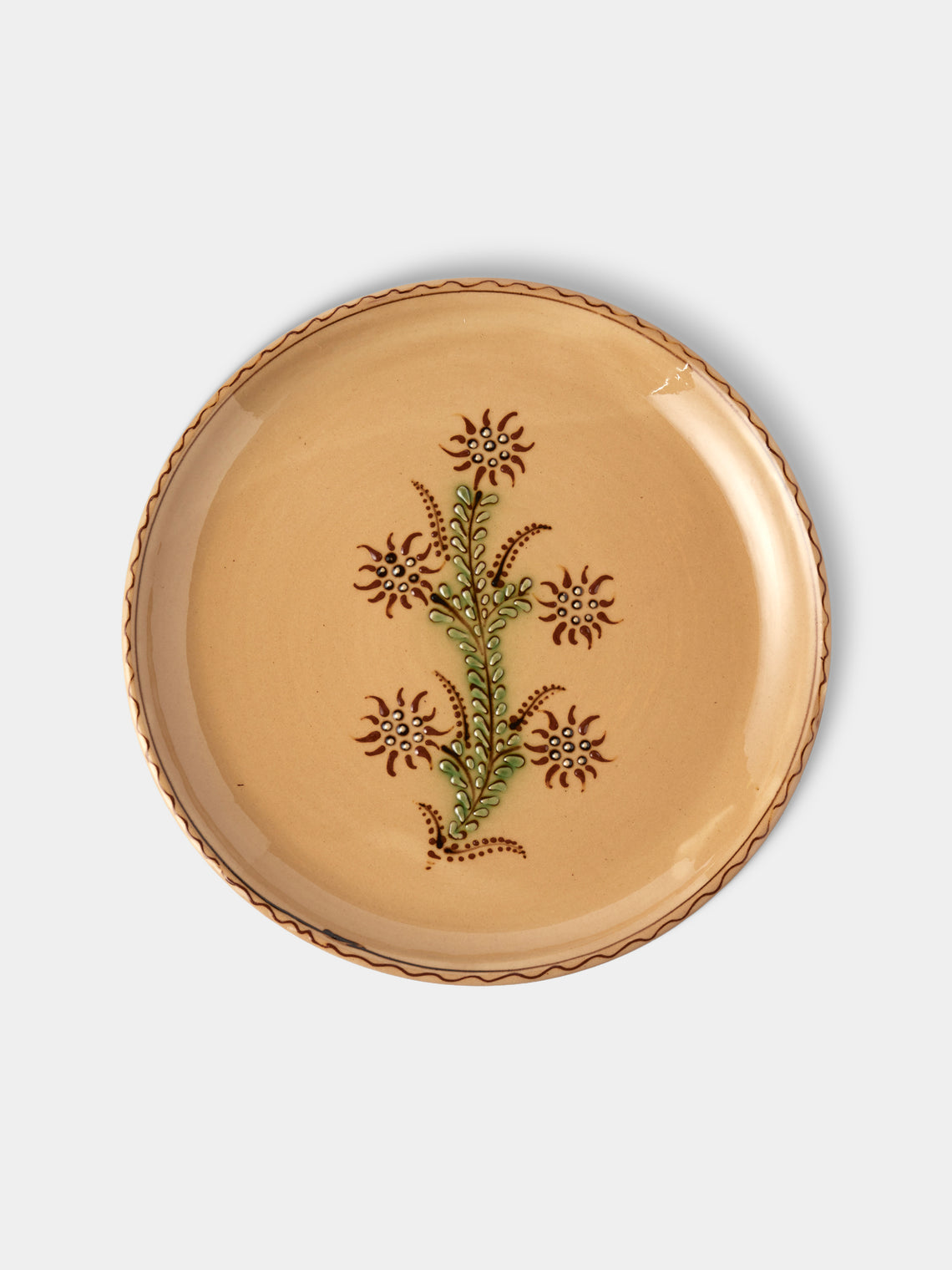 Poterie d’Évires - Flowers Hand-Painted Ceramic Plates – 9.5in/24cm (Set of 8) - Cream - ABASK