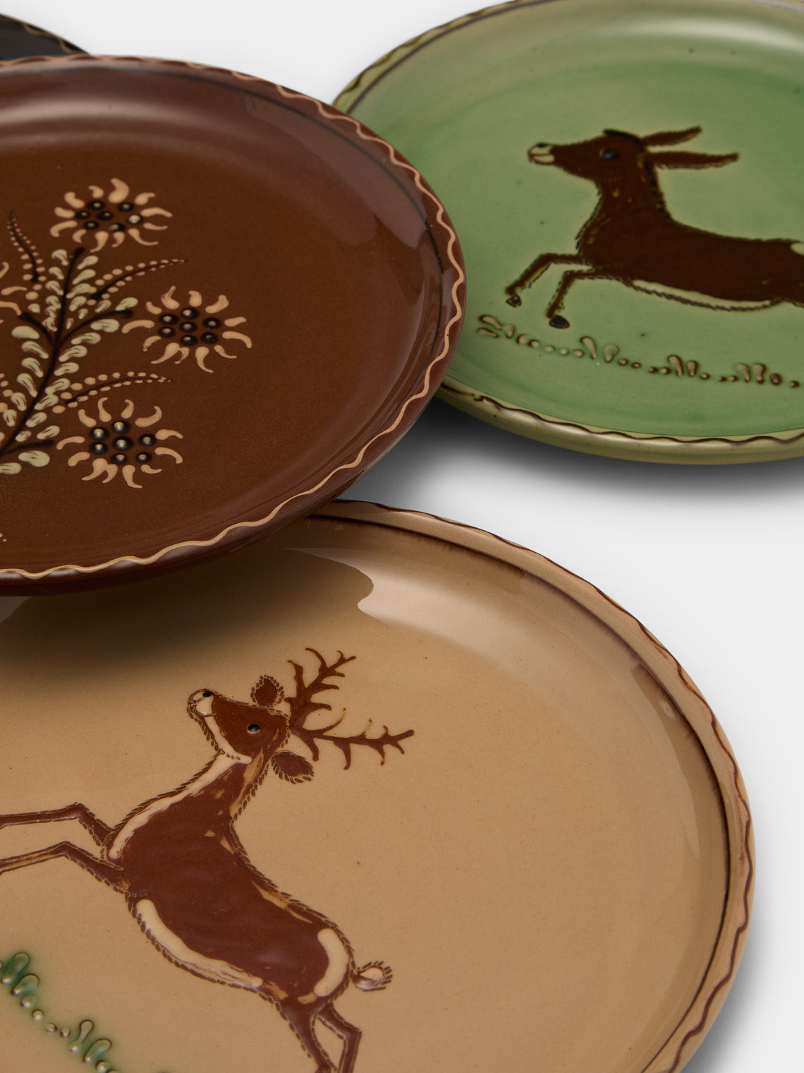 Poterie d’Évires - Flowers and Animals Hand-Painted Ceramic Plates – 8in/20cm (Set of 4) - Multiple - ABASK