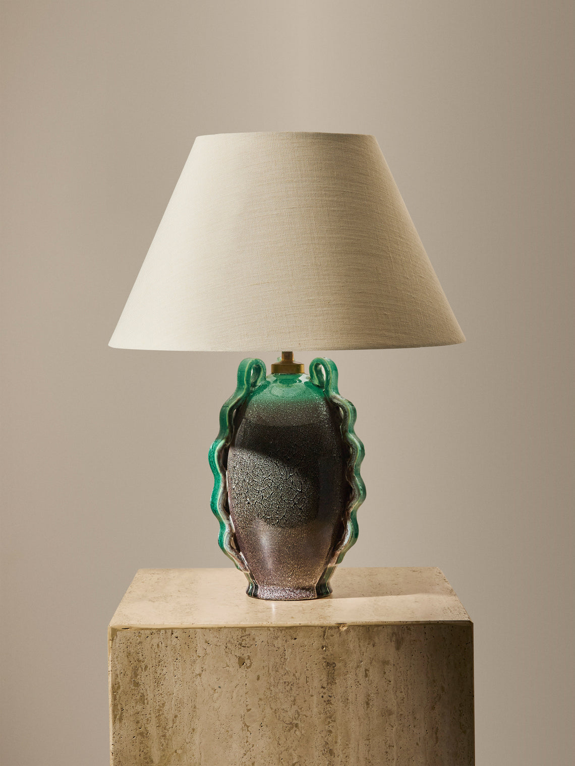 Antique and Vintage - Mid-Century Accolay Ceramic Table Lamp - Blue - ABASK
