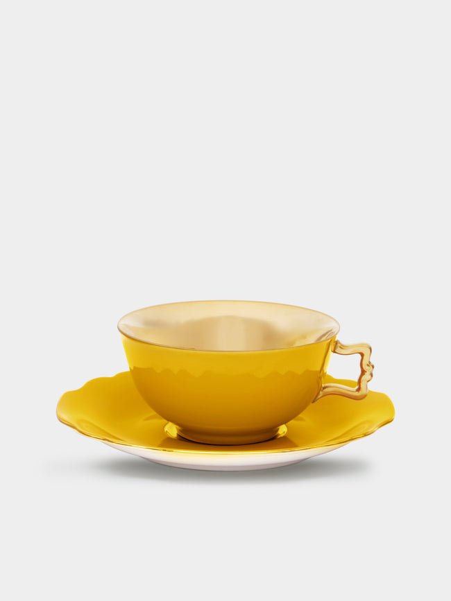 Augarten - Belvedere Hand-Painted Porcelain Teacup and Saucer (Set of 2) - Yellow - ABASK- 