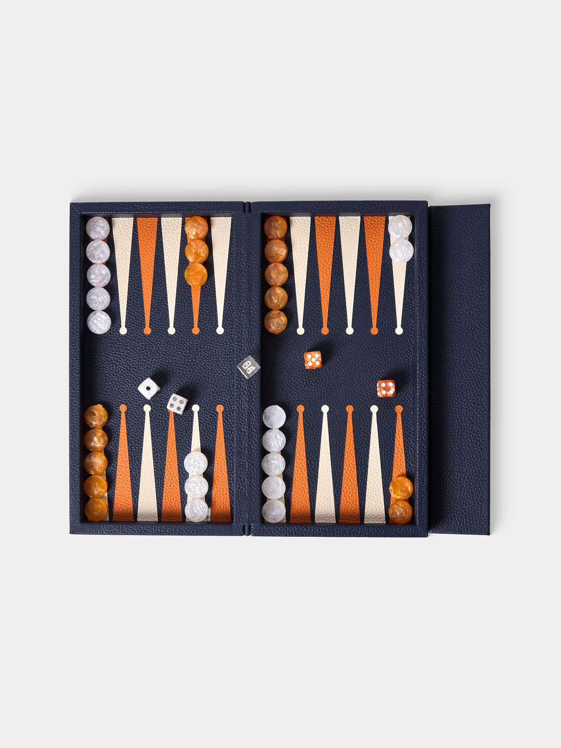 Belotier - Leather Booklet Backgammon Set - Navy - ABASK