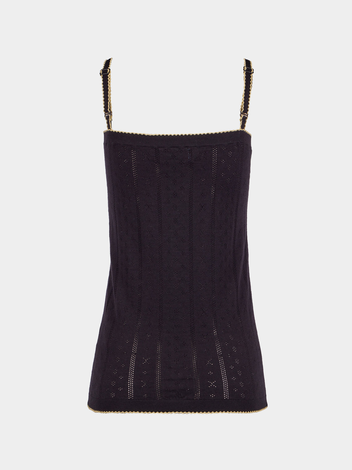 B.B. Wallace - Chicago Cotton Pointelle Camisole Top | Size: S - Black - ABASK