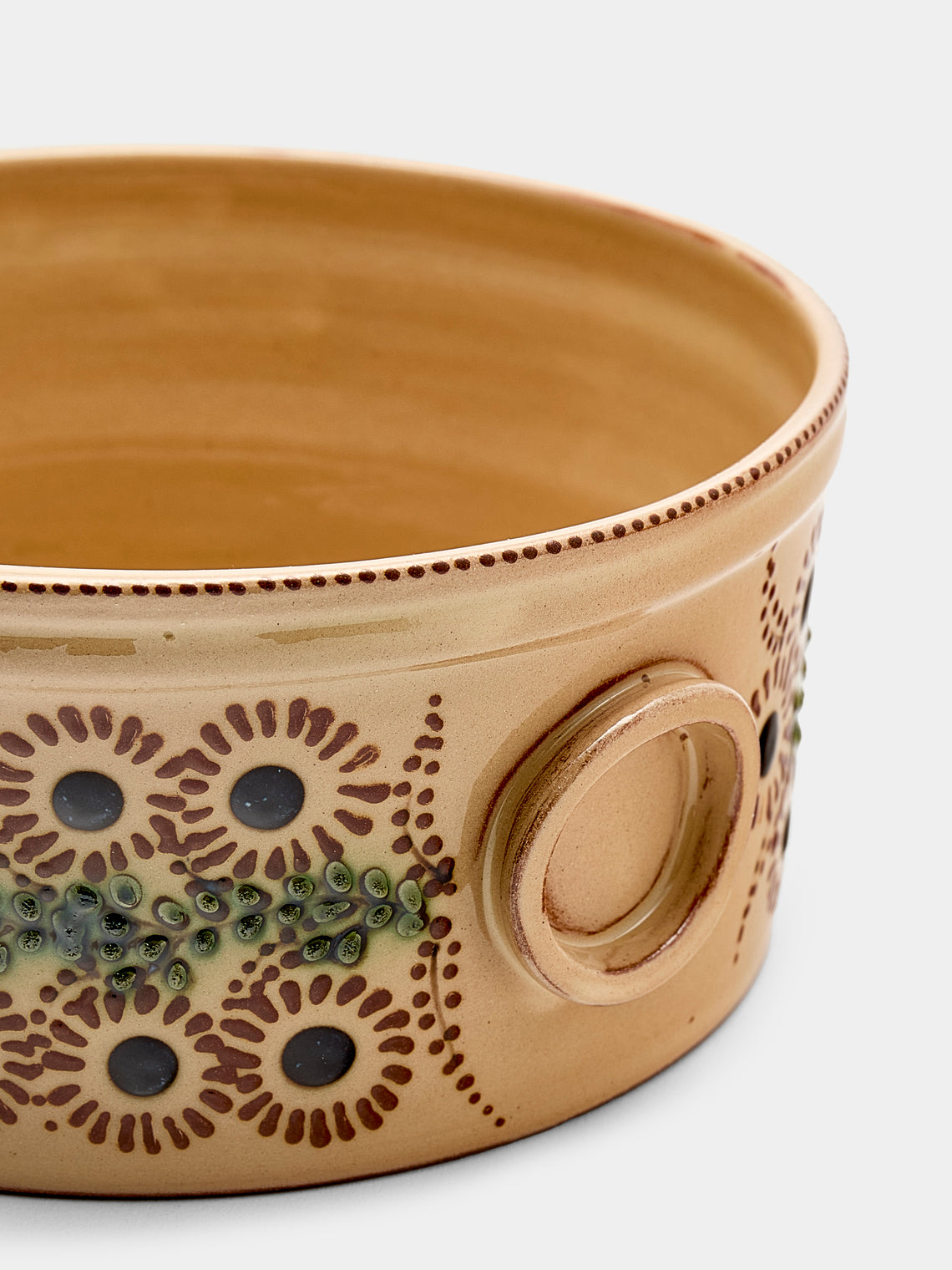 Poterie d’Évires - Flowers Hand-Painted Ceramic Round Pie Dish - Cream - ABASK