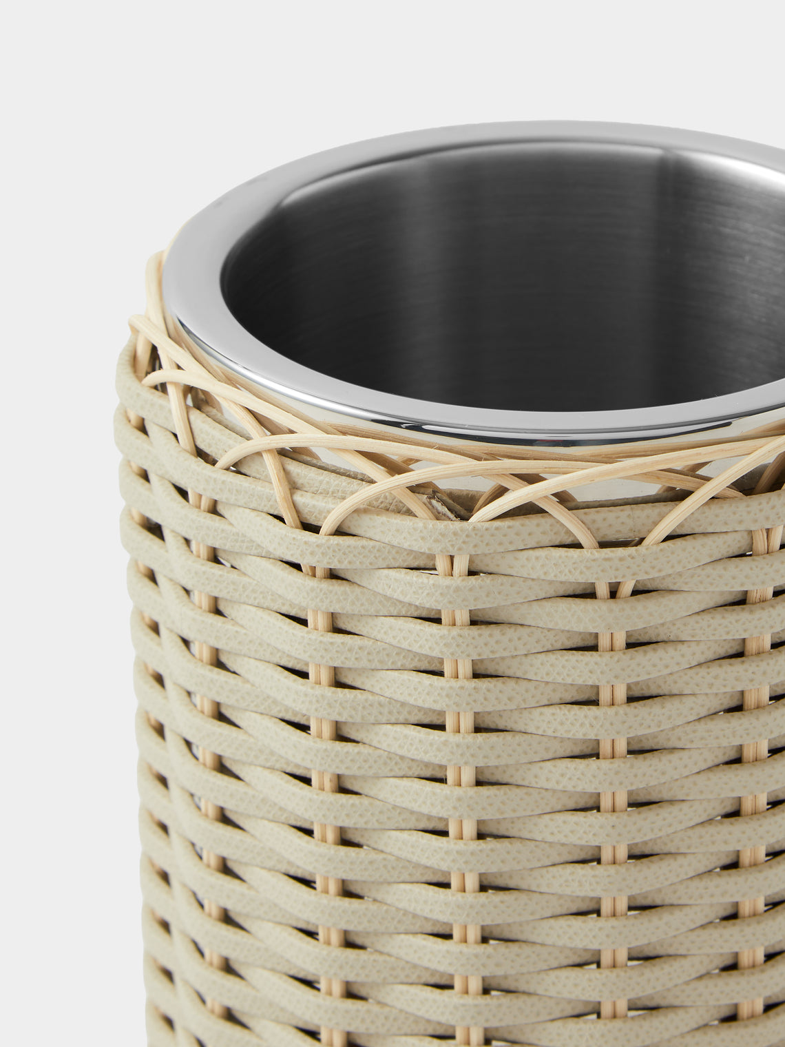 Pigment France - Menton Leather and Rattan Bottle Cooler - Cream - ABASK
