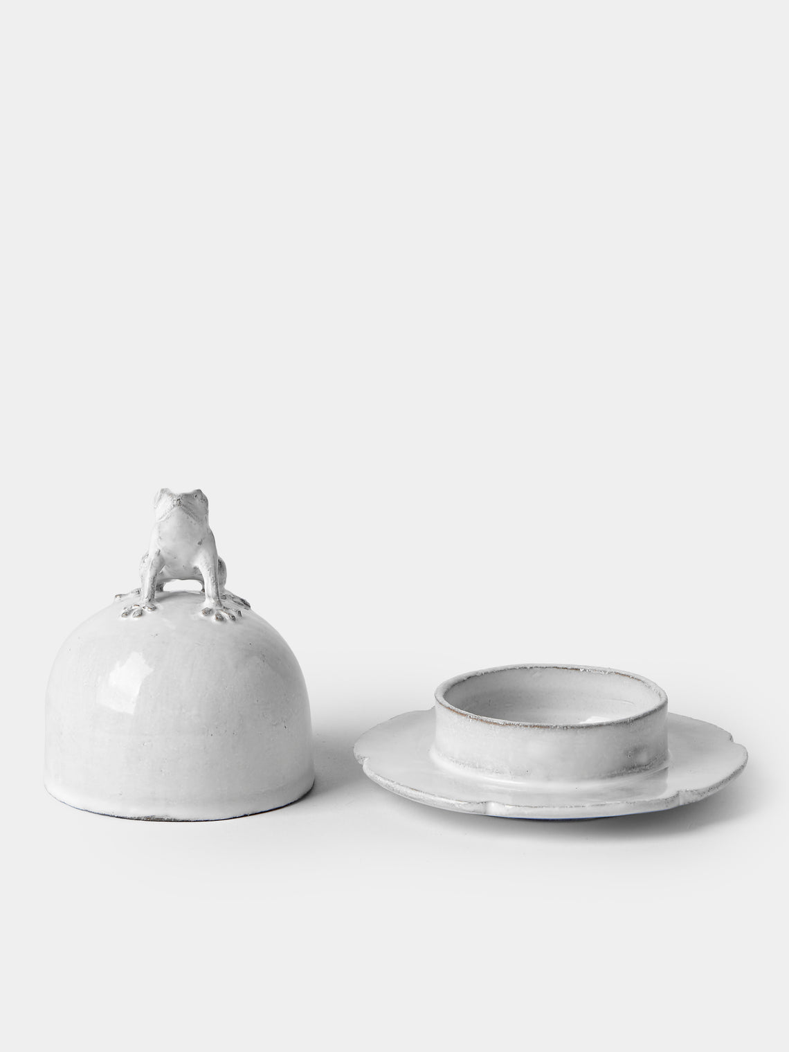 Astier de Villatte - Frog Hand-Glazed Ceramic Butter Dish - White - ABASK