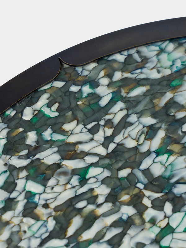 Droulers - Ondine Burnished Brass Tray (16in/40.5cm) - Green - ABASK