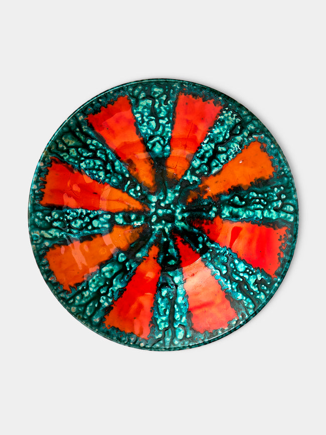 Antique and Vintage - Mid-Century Ceramic Decorative Plate - Orange - ABASK - 