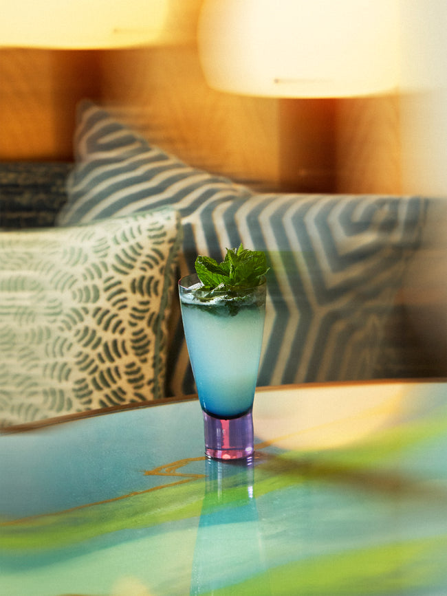 NasonMoretti - Archive Revival 1996 Hand-Blown Murano Glass Bicolor Highballs (Set of 2) - Blue - ABASK