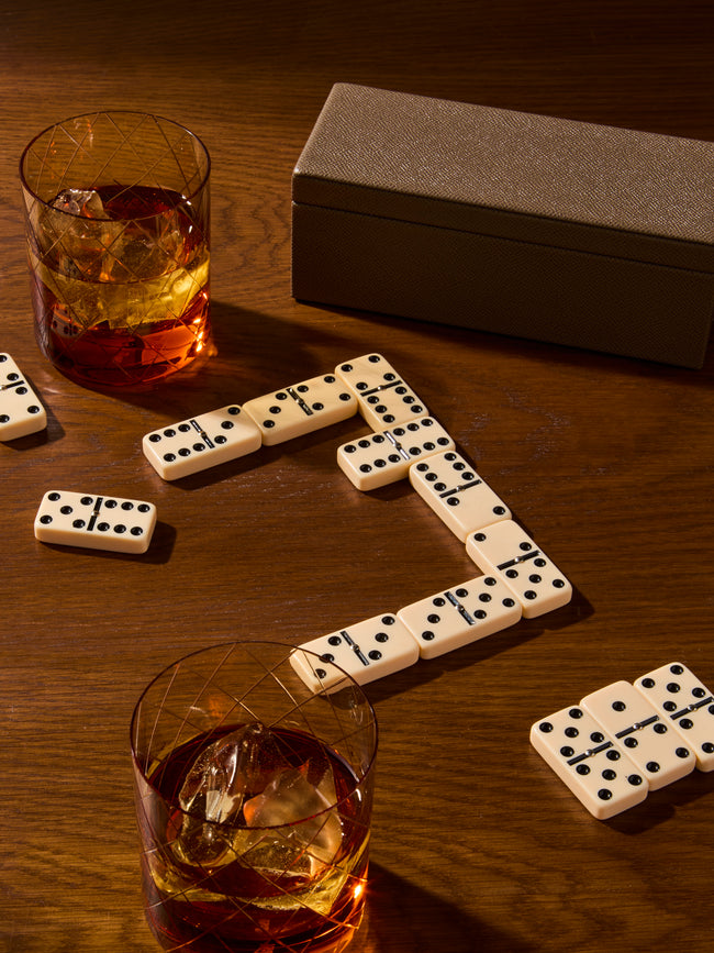Geoffrey Parker - Leather Dominoes Set - Brown - ABASK