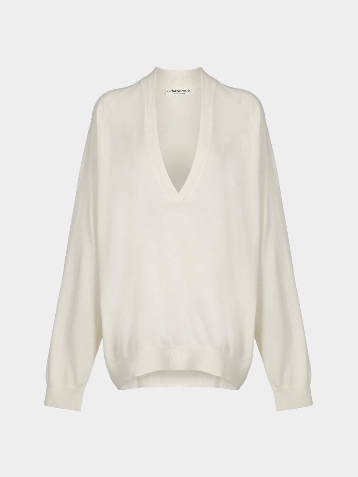 Arch4 - Oona Baby Goat Cashmere V-Neck Sweater | Size: M - Ivory - ABASK - 
