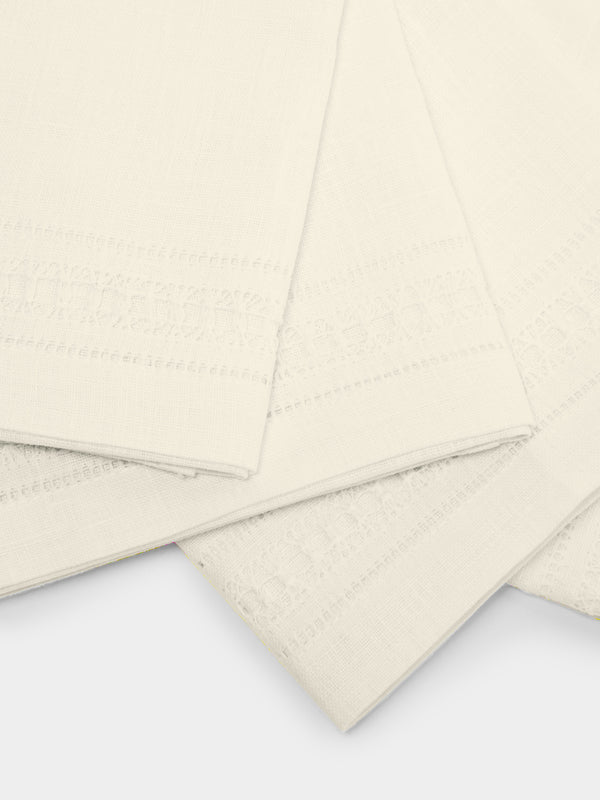 Los Encajeros - Frailes Lace-Appliqué Cotton Guest Towels (Set of 4) -  - ABASK