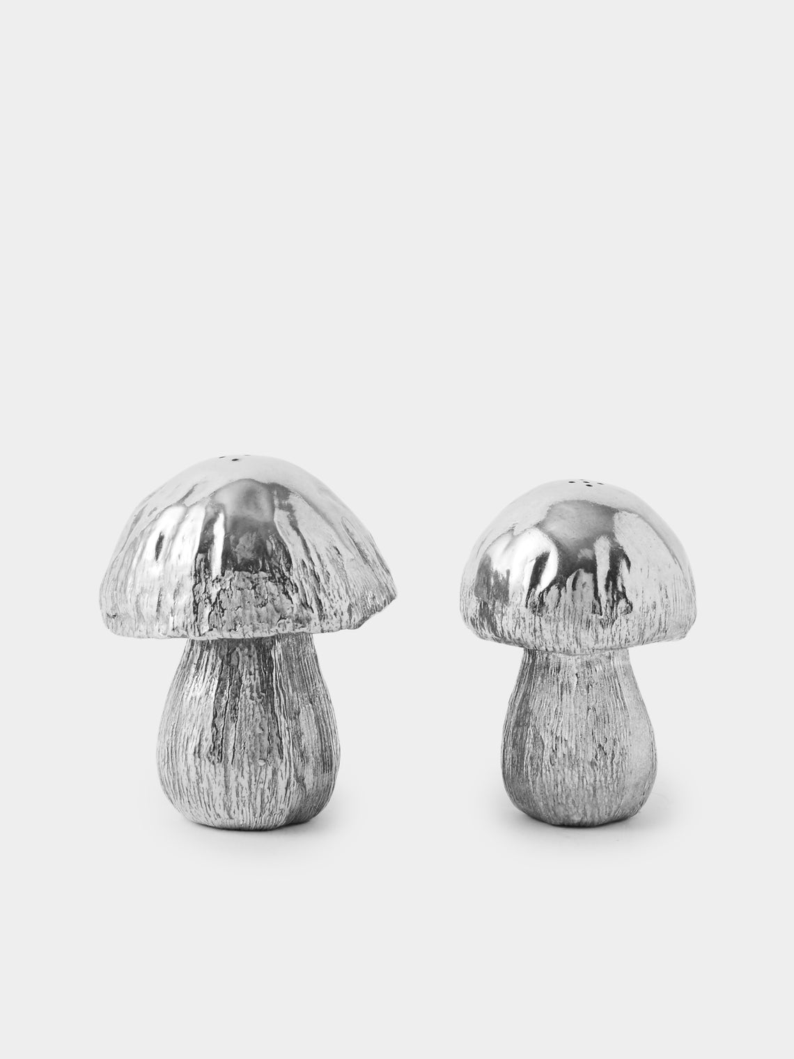 Au Bain Marie - | Set of 2 | Mushroom Pewter Salt and Pepper Shakers - Silver - ABASK - 