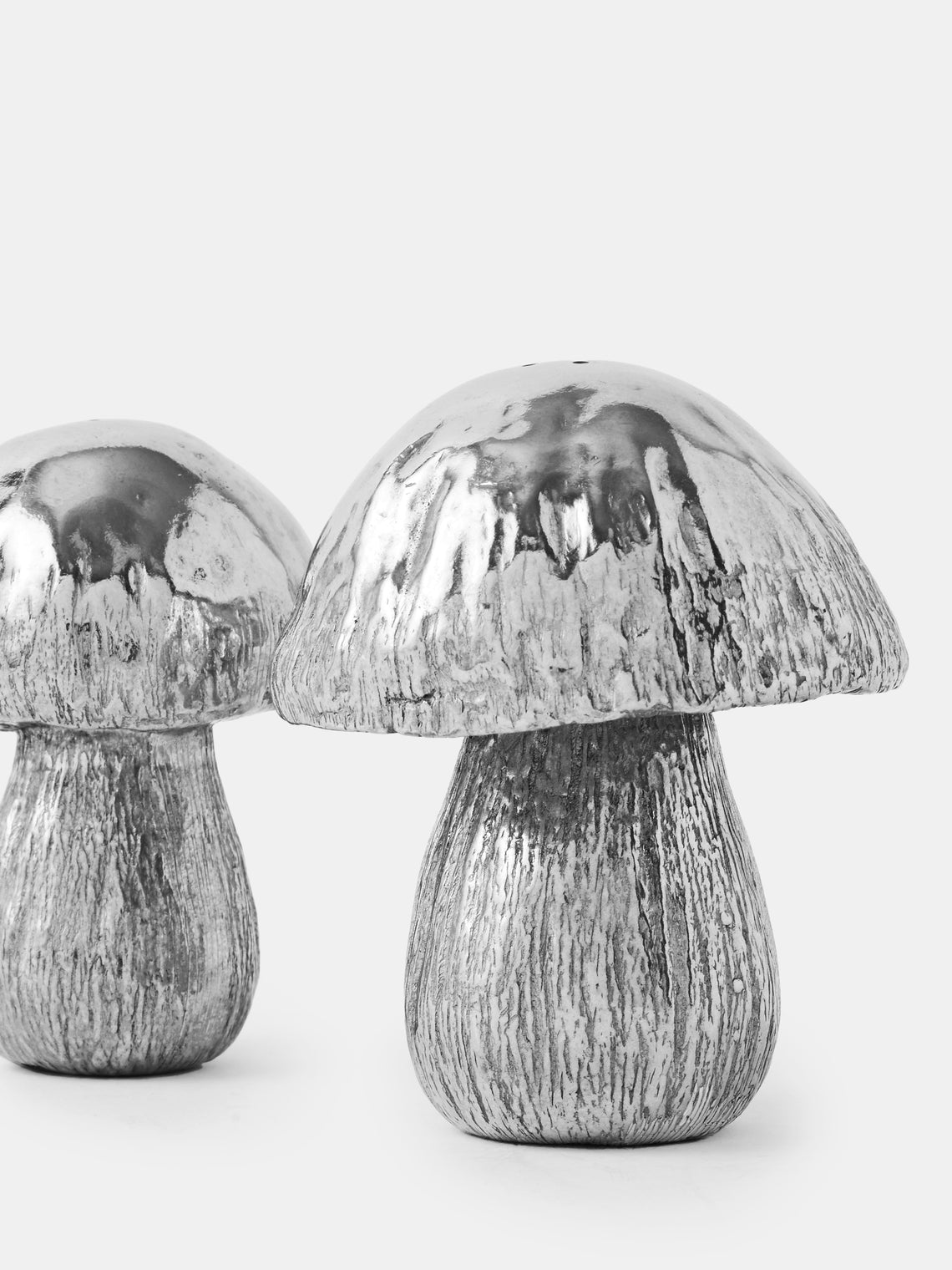 Au Bain Marie - | Set of 2 | Mushroom Pewter Salt and Pepper Shakers - Silver - ABASK