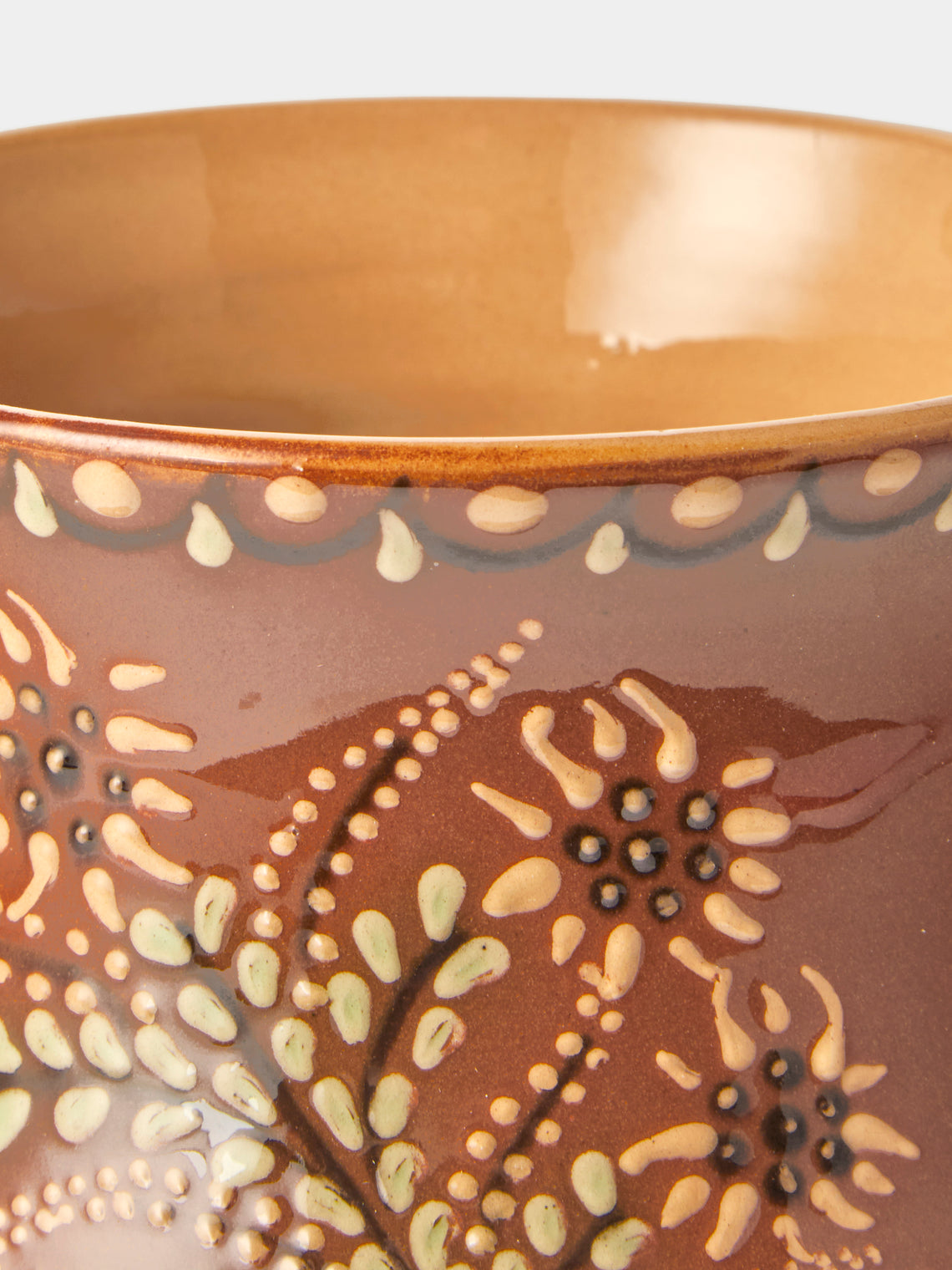 Poterie d’Évires - Flowers Hand-Painted Ceramic Vase (8in/20cm) - Light Brown - ABASK